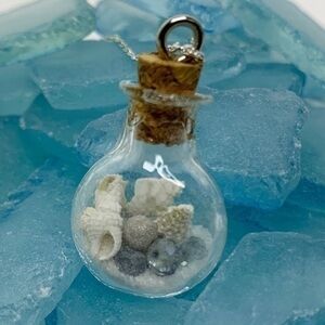 Real Miniature Seashells in Glass Bottle Necklace